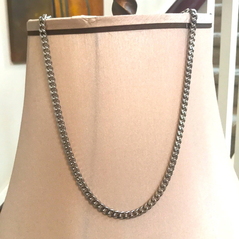 Costume Silver Cuban link mens necklace 24.5” x 6mm @ 2.1 oz (Sku168)